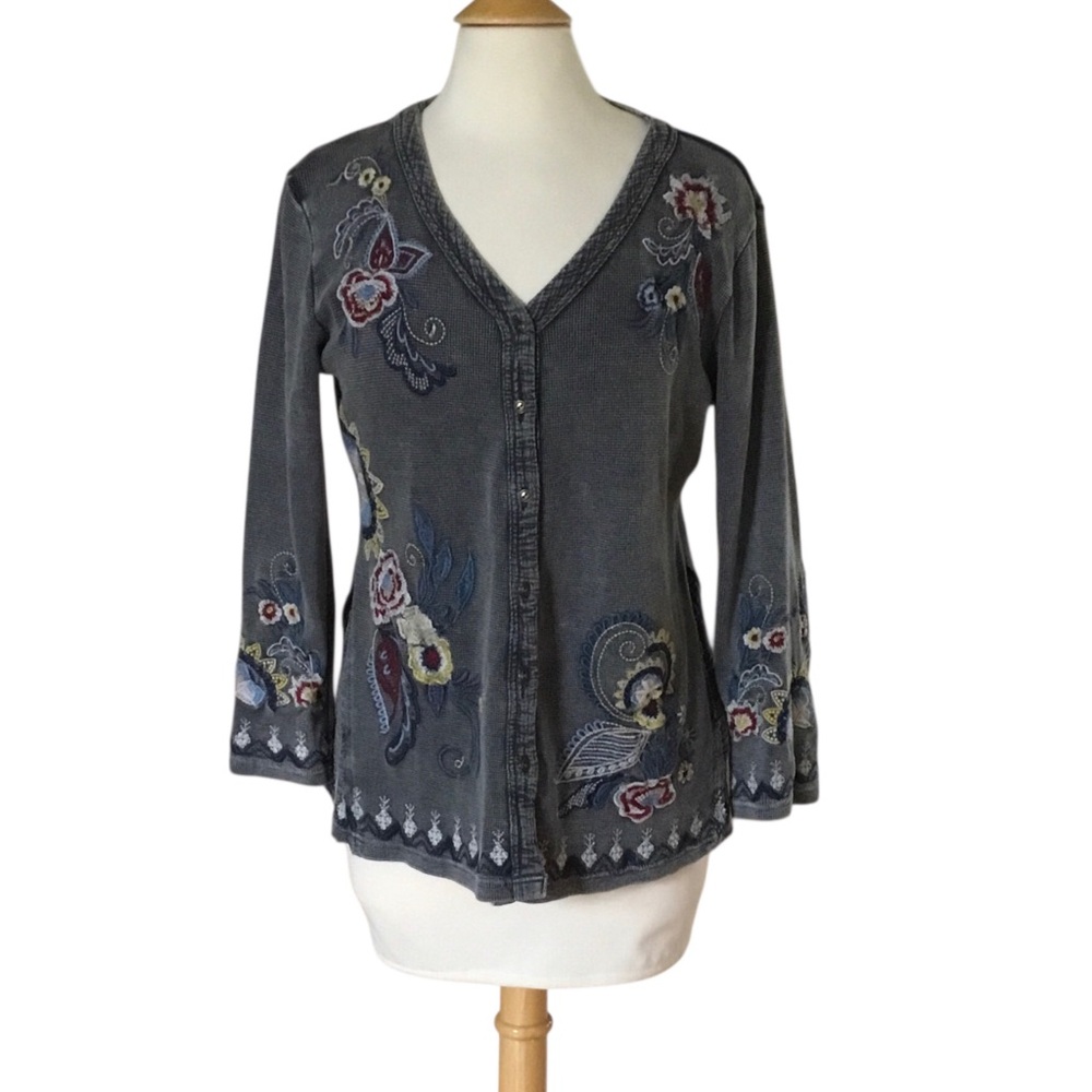Caite Tove Embroidered Thermal Cotton Cardigan